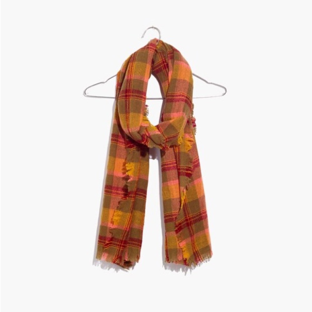 Madewell Wool Northall Plaid Scarf in Madras Spiced Olive Women - Picture 2 of 5